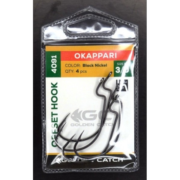 Рибальські гачки, GC Offset Okkapari 4091, 4шт/уп, колір BN, №3/0